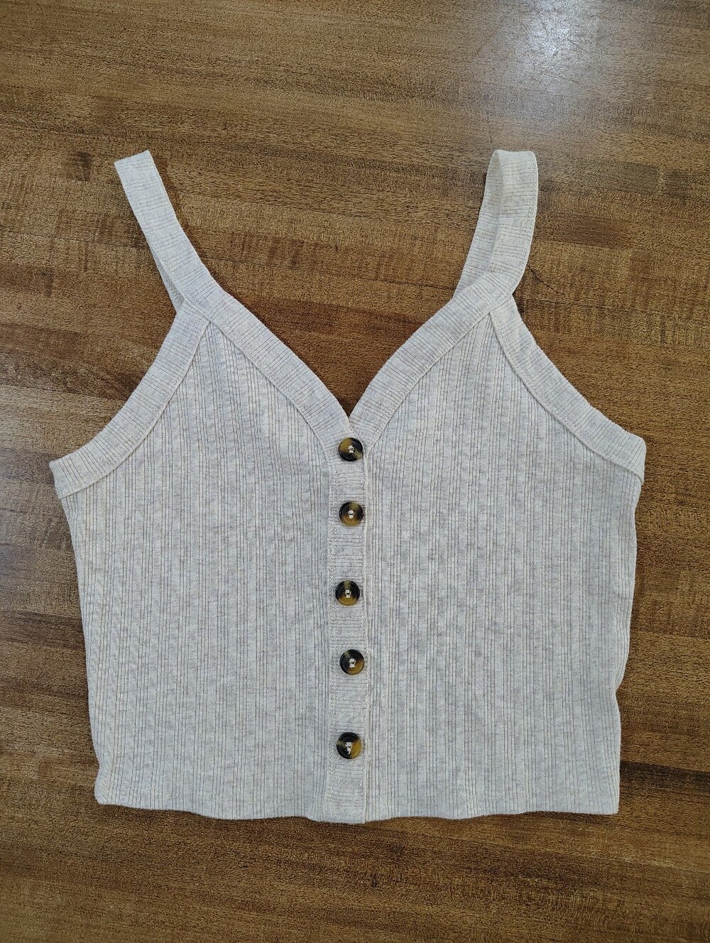 Bozzolo Neutral Ribbed Button-Front Crop Tank Top Size M